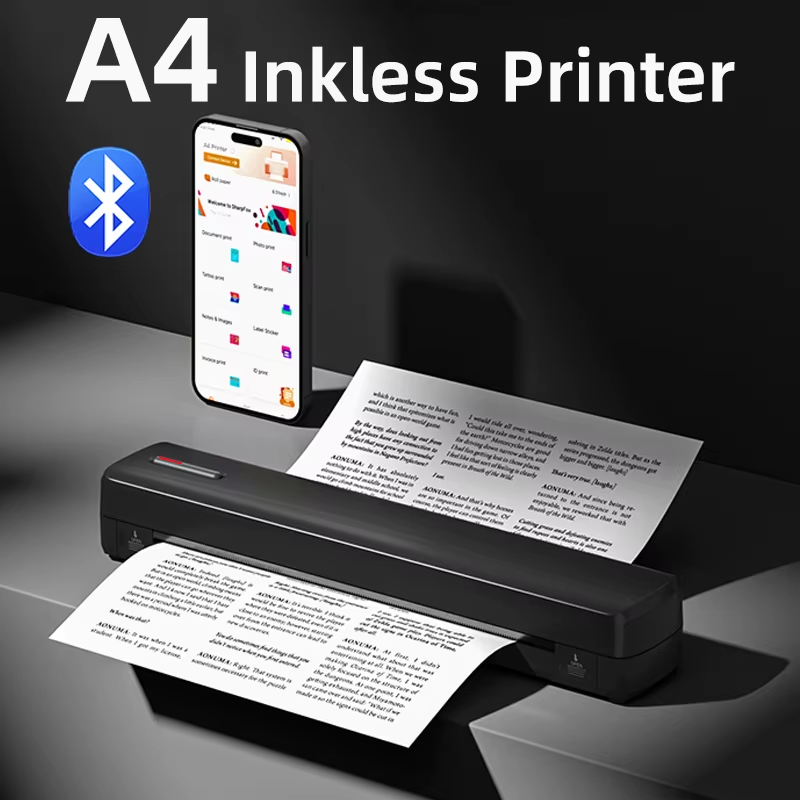 طابعة حرارية محمولة بحجم A4 لاسلكية – بدون حبر Wireless A4 Portable Thermal Printer – No Ink